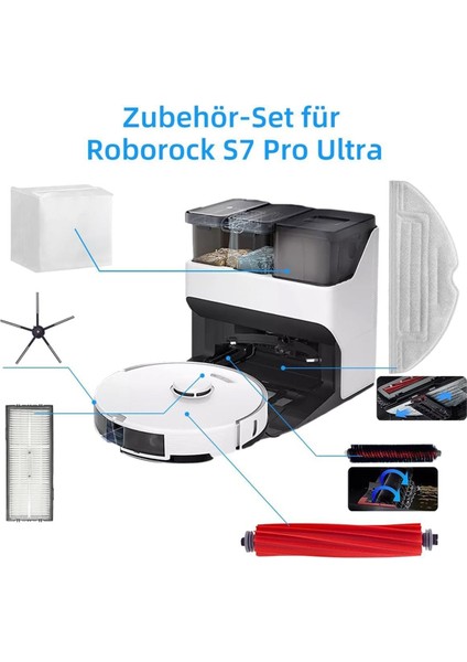 Roborock Için Aksesuar Kiti S7 Pro Ultra S7 Maxv Ultra Ana Yan Fırçalar Hepa Filtreler Paspas Bez Toz Torbaları (Yurt Dışından) modelleri