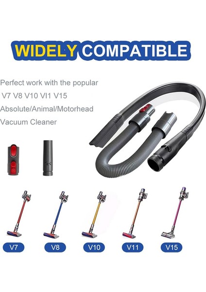 Dyson V7 V8 V8 V8 V10 V11 V15 Için Hortum Aksesuarları, Esnek Crevice Nozul Adaptör Hortum Kiti Temizleme Köşeleri ve Alanı (Yurt Dışından) modelleri