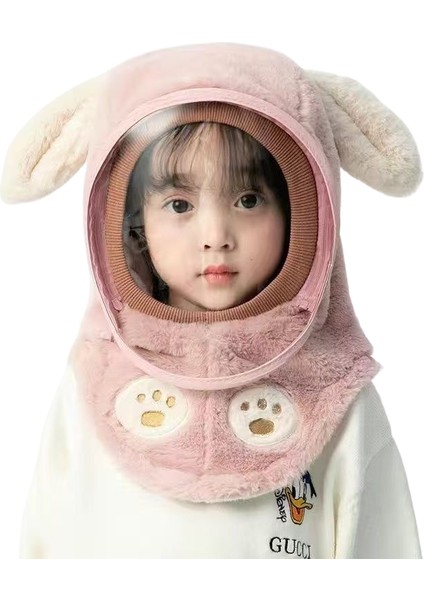Erkek ve Kız Bebekleri Için Kışlık Sıcak Şapka Atkı Şapka Koruyucu Maske Kulaklık Geçirmez Şapka (Yurt Dışından)