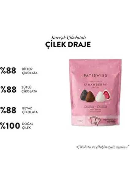 Karışık Çikolatalı Çilek Draje 150 gr Sütlü Bitter Beyaz Çikolata ile Zengin Lezzet indirimleri