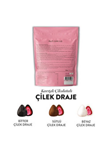 Karışık Çikolatalı Çilek Draje 150 gr Sütlü Bitter Beyaz Çikolata ile Zengin Lezzet