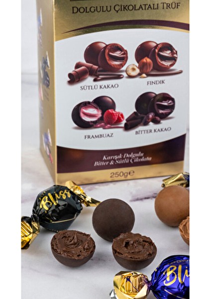 Bliss Sütlü ve Bitter Dolgulu Çikolata 250 gr Zengin Lezzet ve Kalite