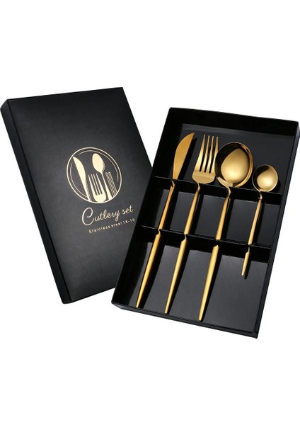 Paslanmaz Çelik Yemek Takımı: Bıçak, Çatal ve Kaşık Dört Parçalı Set (Yurt Dışından)