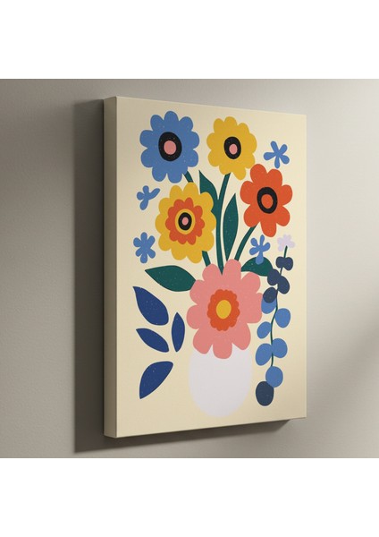 Neşeli Çiçek Buketli Modern Sanat Tablosu