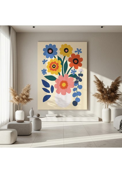 Neşeli Çiçek Buketli Modern Sanat Tablosu fırsatları