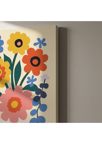 Neşeli Çiçek Buketli Modern Sanat Tablosu indirimleri