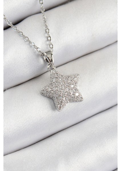 316L Çelik Zirkon Taşlı Yıldız Model Gümüş Renk Kadın Kolye TG27BKO10352