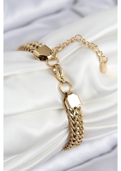 316L Çelik Örme Zincir Model Gold Renk Kadın Bileklik TG27BB7831 fiyatları