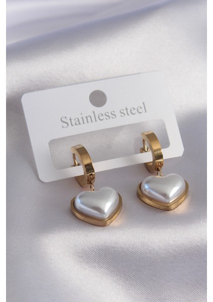 316L Çelik Gold Renk Kalp Model Kadın Küpe TG27BKP9714