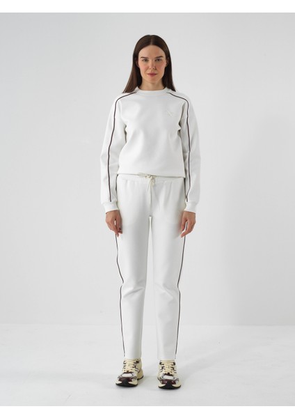 Kadın Ekru Pamuk Dokulu Regular Fit Sweat Pantolon