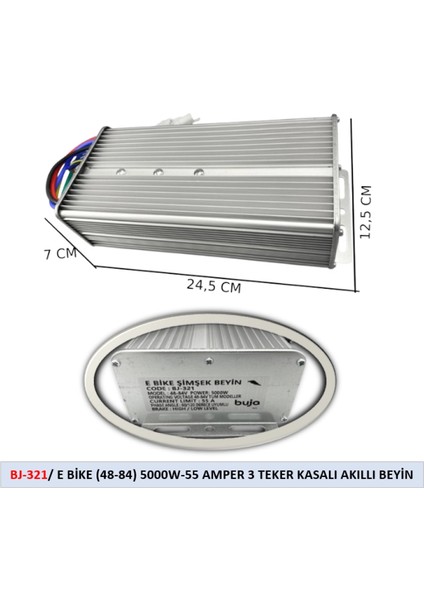 Elektrikli Kasalı 3 Tekerlekli 5000W Akıllı Beyin 55 Amper
