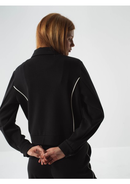 Kadın Siyah Modal Dokulu Regular Fit Sweatmont fırsatları