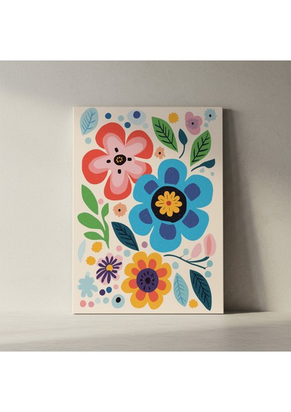 Neşeli Çiçek Desenli Modern Sanat Tablosu fiyatları