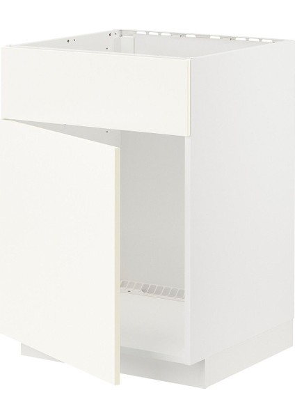 Eviye Dolabı, Vallstena Beyaz, 60X60 Cm, 1 Kapaklı ve 1 Ön Panelli