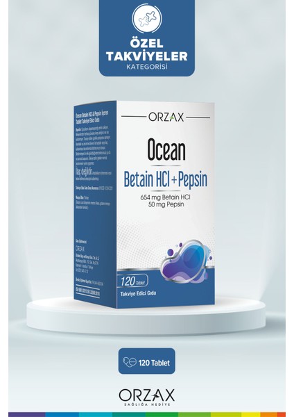 Betain Hcı+ Pepsin Takviye Edici Gıda 120 Tablet