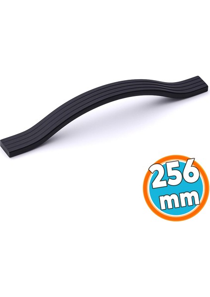 Mobilya Kulpu 256 mm Vida Aralığı Paslanmaz Sağlam Uzun Ömürlü Tasarım Siyah Çizgili Metal