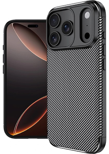Apple Iphone 17 Pro Kılıf Lopard Kamera Korumalı Karbon Desenli Negro Kapak Yüzey Kılıf