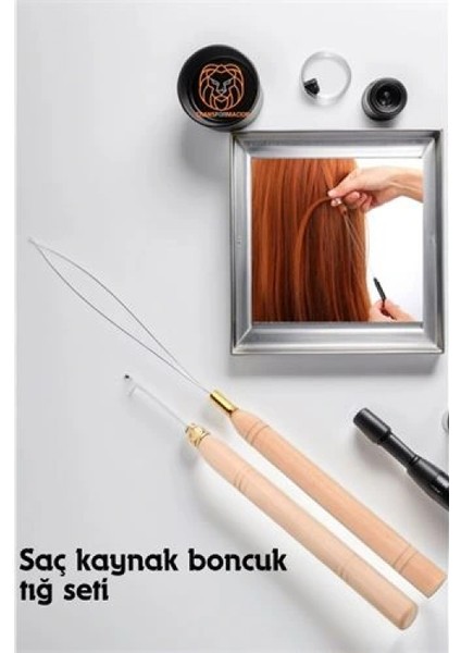 Engithalat Saç Boncuk Uzatma Keratin Tığı Misina Seti