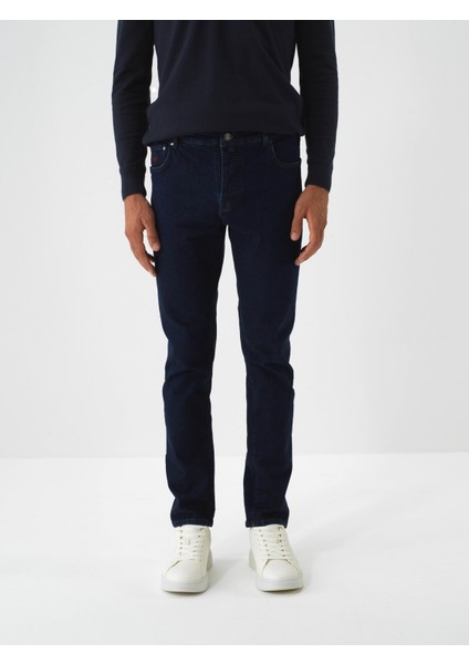 Erkek Lacivert Pamuk Dokulu Slim Fit Denim Pantolon fiyatları