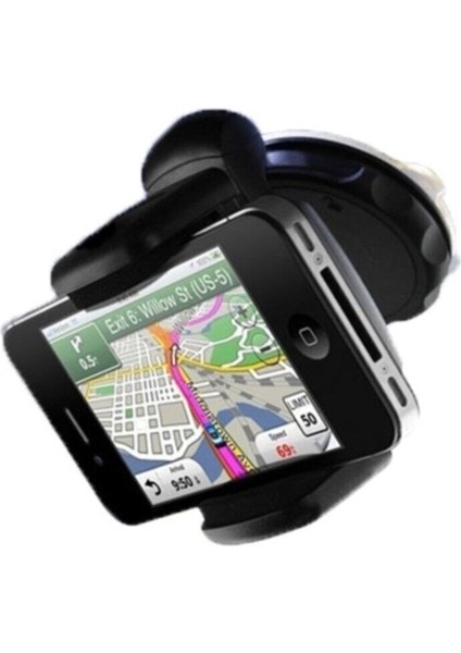 Oynar Başlıklı 360 Derece Dönebilen Vantuzlu Araç Telefon Tutucu Gri