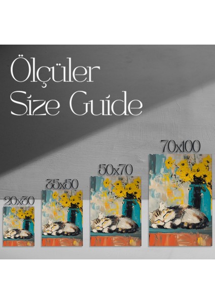 Uyuyan Kedi ve Sarı Çiçekler Tablosu modelleri