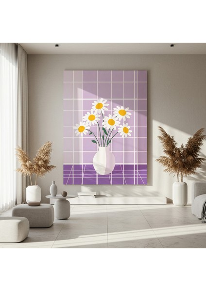 Lavanta Zeminli Modern Papatya Buket Tablosu fırsatları