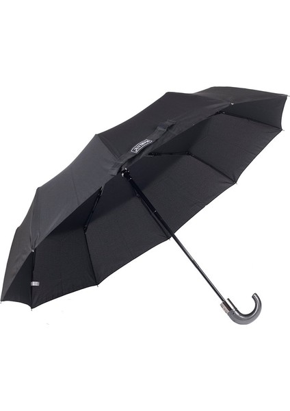 Siyah Desenli Karbon Baston Saplı Tam Otomatik Premium Erkek Şemsiye
