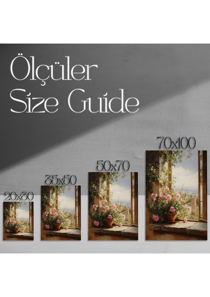 Akdeniz Manzaralı Çiçekli Pencere Tablosu modelleri