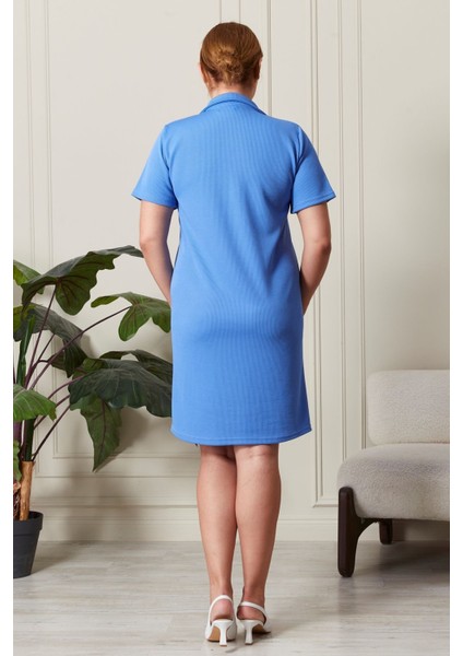 Fitilli Örme Kumaş Açık Mavi Kısa Kadın Elbise indirimleri