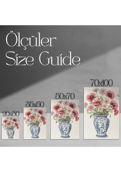 Çini Vazoda Haşhaş ve Papatya Buketi Tablosu modelleri
