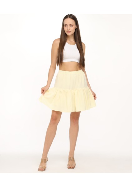 Likralı Krep Kumaş Şort Etek
