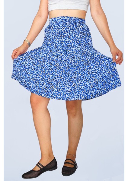 Viskon Kumaş Midi Boy Şort Etek