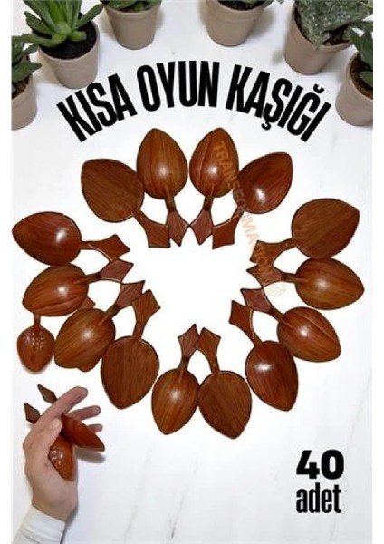 Engithalat Kısa Oyun Kaşığı Halk Oyunu Kaşığı - Kına Kaşığı Kısa Saplı Zeybek Oyun Kaşığı 40 Adet