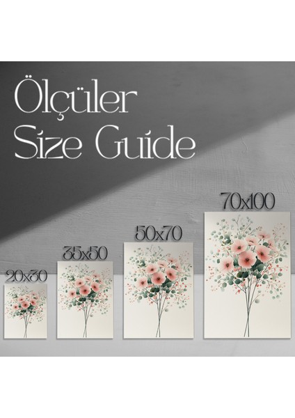 Pastel Pembe Çiçek Buket Suluboya Tablosu modelleri