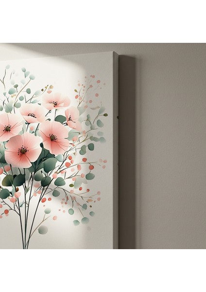 Pastel Pembe Çiçek Buket Suluboya Tablosu indirimleri