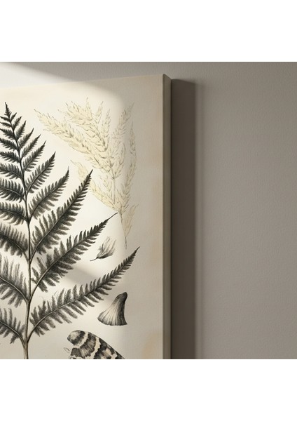 Botanik Illüstrasyon Tablosu: Eskiz Tarzı Eğrelti Otu ve Kelebek Baskısı indirimleri