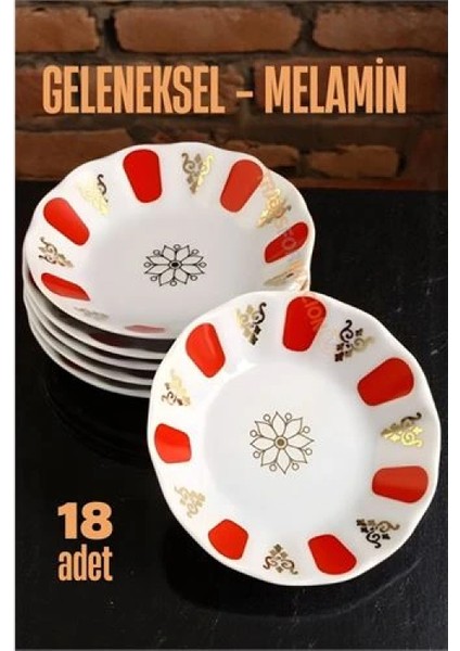 Engithalat Melamin Çay Tabağı 18 Adet Geleneksel Türk Çay Bardağı Altlığı