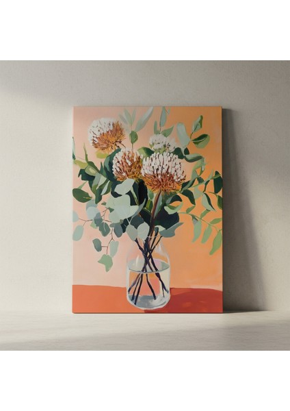 Şık, Portakal Tonlarında Modernçi Çiçek Buket Tablosu fiyatları