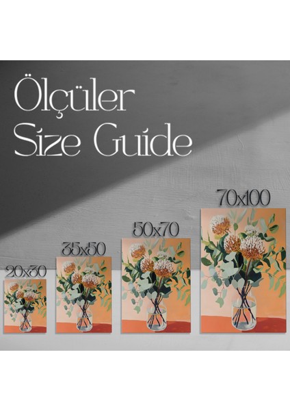 Şık, Portakal Tonlarında Modernçi Çiçek Buket Tablosu modelleri