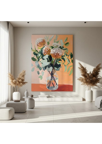 Şık, Portakal Tonlarında Modernçi Çiçek Buket Tablosu fırsatları