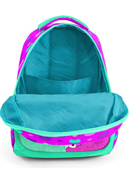 Üç Bölmeli Pembe-Su Yeşili Okul Çantası Canlı Renkler ve Kullanışlı Tasarım 31x42x17 Cm modelleri