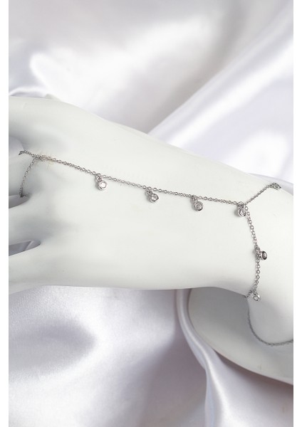 Pirinç Zirkon Taşlı Sallantılı Model Gümüş Renk Kadın Şahmeran TG27SN700