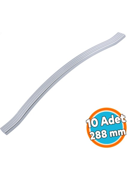 10 Adet Mobilya Kulpu 288 mm Vida Aralığı Paslanmaz Sağlam Kulpları Kulbu Krom Gümüş Çizgili Metal