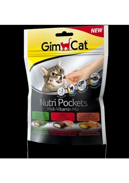 Gimcat Nutripockets Malt Multivitamin Kedi Ödül Maması 150 gr - Petshopundan