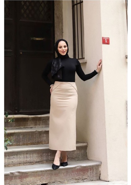 Kumaş Kalem Etek Ekru fiyatları