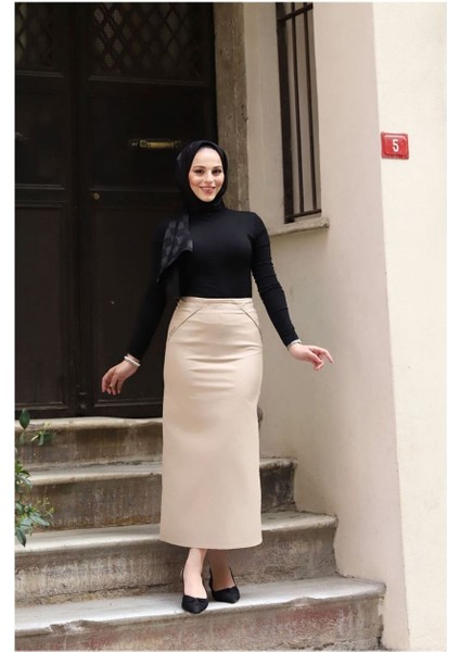 Kumaş Kalem Etek Ekru fırsatları