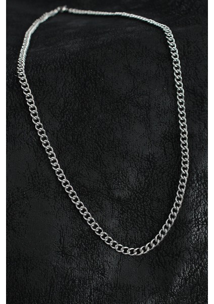 316L Çelik Klasik Oval Zincir Model Gümüş Renk Erkek Kolye - TJ-ERK1390