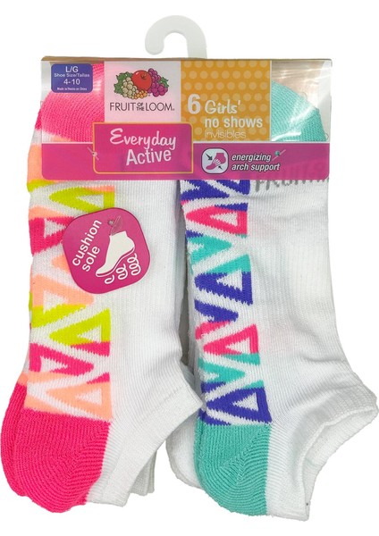 Girls No Shows Invisible Çorap 6lı Paket (L)