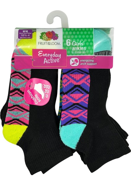 Girls Ankles Tobilleras Çorap 6lı Paket (M)