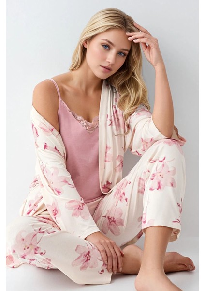 Kadın Desenli Modal Sabahlık & Pijama Takımı Kutulu Set fiyatları
